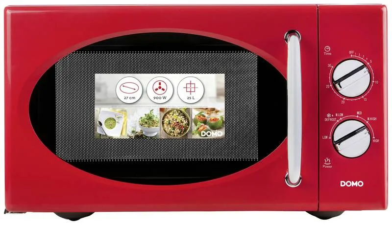 B-Ware DOMO DO2925 Mikrowelle Rot 900 W Timerfunktion 6 Leistungsstufen Küchengeräte