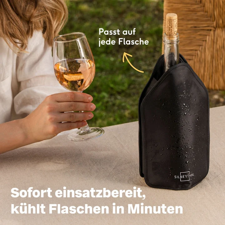 B-Ware Silberthal Kühlmanschette Flaschenkühler Wein Sekt Saft wiederverwendbar Set815