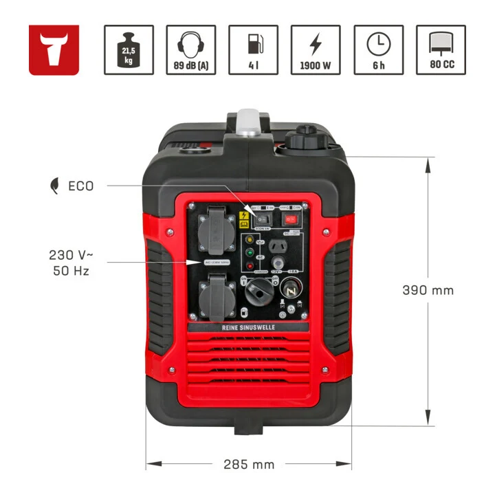 B-Ware Marken Inverter Stromerzeuger Stromversorger Premium SNS-190 1,9 kW 59 dB(A)