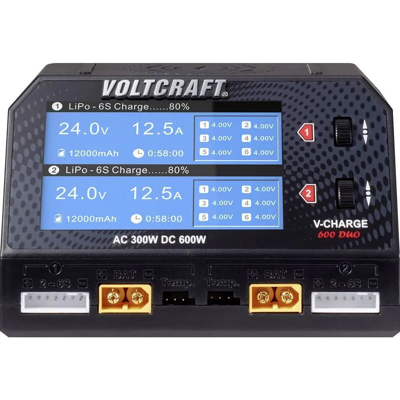 B-Ware VOLTCRAFT V-Charge 600 DUO Modellbau-Ladegerät 16A LiPo LiHV LiIon LiFePO NiCd