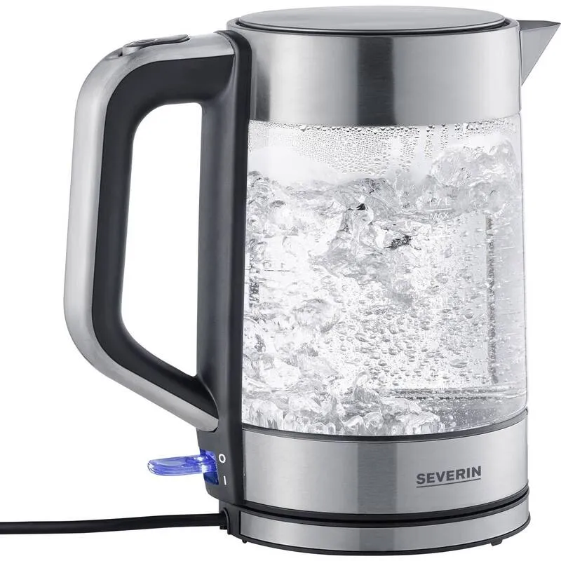 B-Ware Severin Wasserkocher Teekocher Glas Edelstahl schwarz 2200W 1,7l kabelgebunden