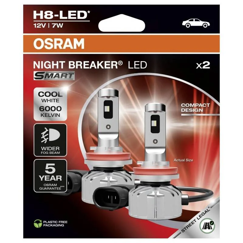 B-Ware Osram Automotive LED Leuchtmittel NIGHT BREAKER LED SMART H8 12V 800 Lumen weiß