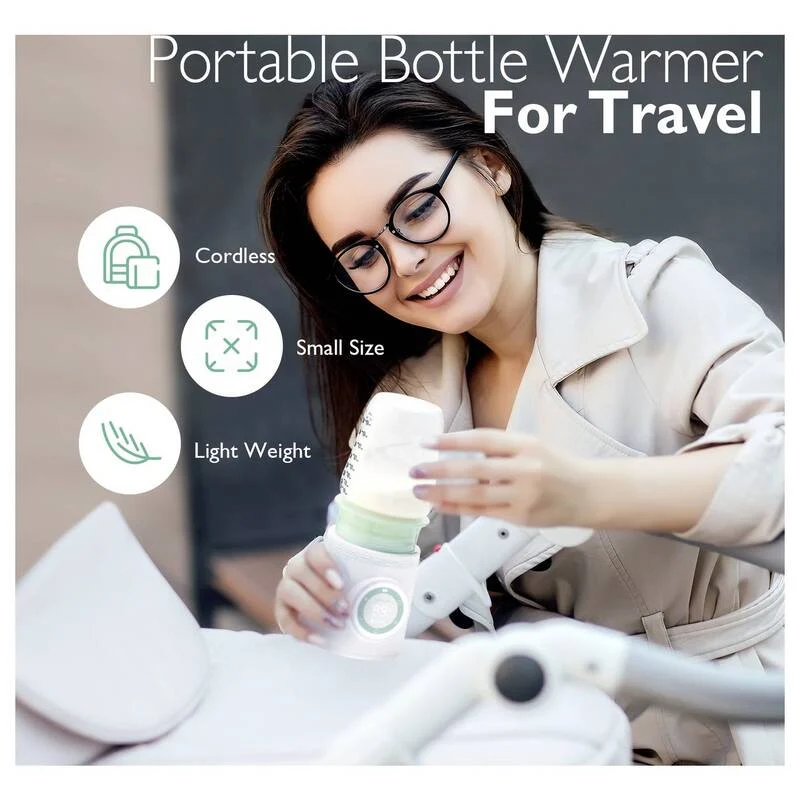 B-Ware Momcozy Milchflaschenwärmer tragbar 80W Temperaturregelung Grün Weiß Transparent