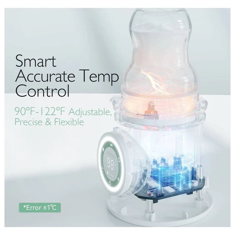 B-Ware Momcozy Milchflaschenwärmer tragbar 80W Temperaturregelung Grün Weiß Transparent
