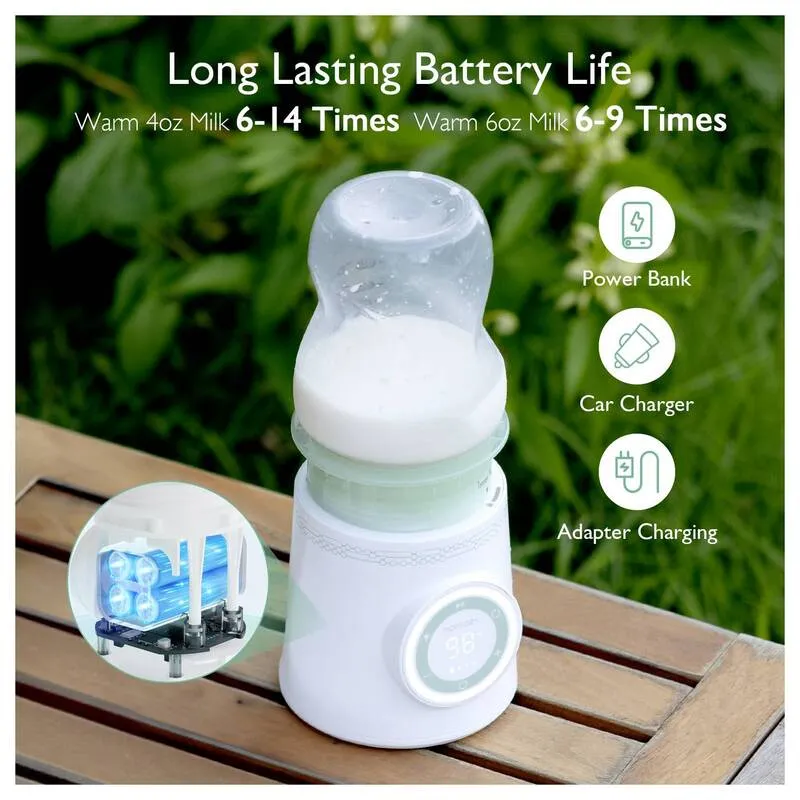 B-Ware Momcozy Milchflaschenwärmer tragbar 80W Temperaturregelung Grün Weiß Transparent