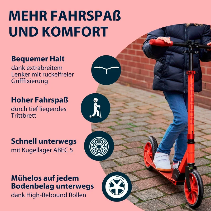 B-Ware HUDORA Scooter Up 200 rot höhenverstellbar für Kinder und Erwachsene bis 100 kg