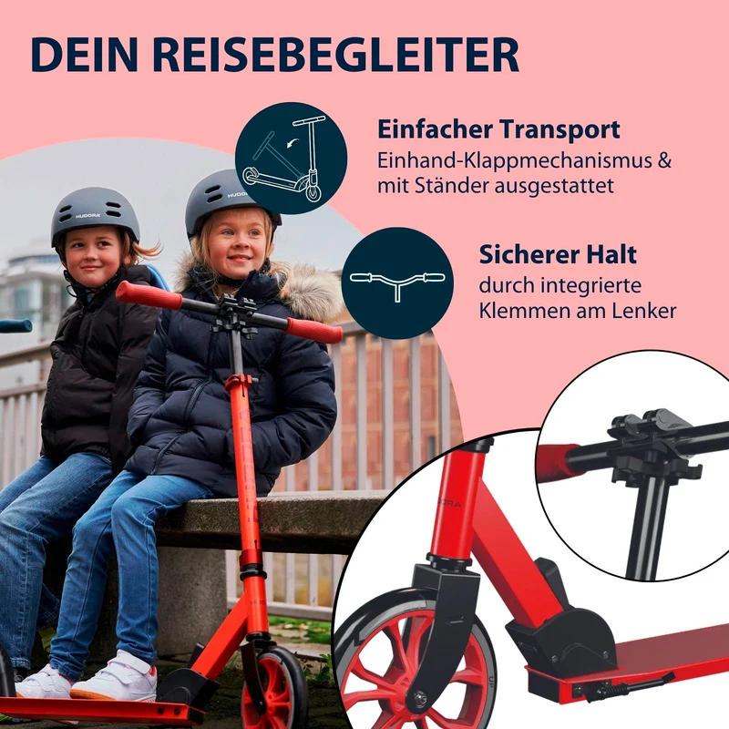 B-Ware HUDORA Scooter Up 200 rot höhenverstellbar für Kinder und Erwachsene bis 100 kg