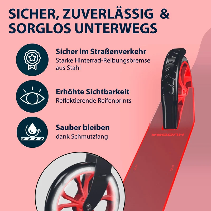 B-Ware HUDORA Scooter Up 200 rot höhenverstellbar für Kinder und Erwachsene bis 100 kg