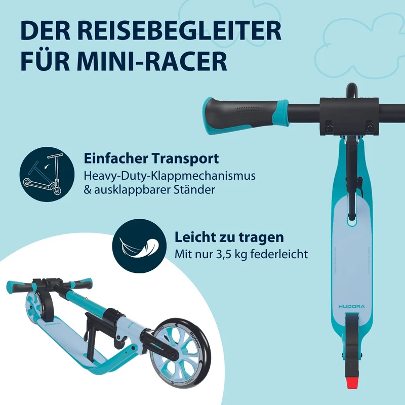 B-Ware HUDORA BigWheel 180 Advanced Junior Scooter für Kinder ab 3 Jahren, hellblau