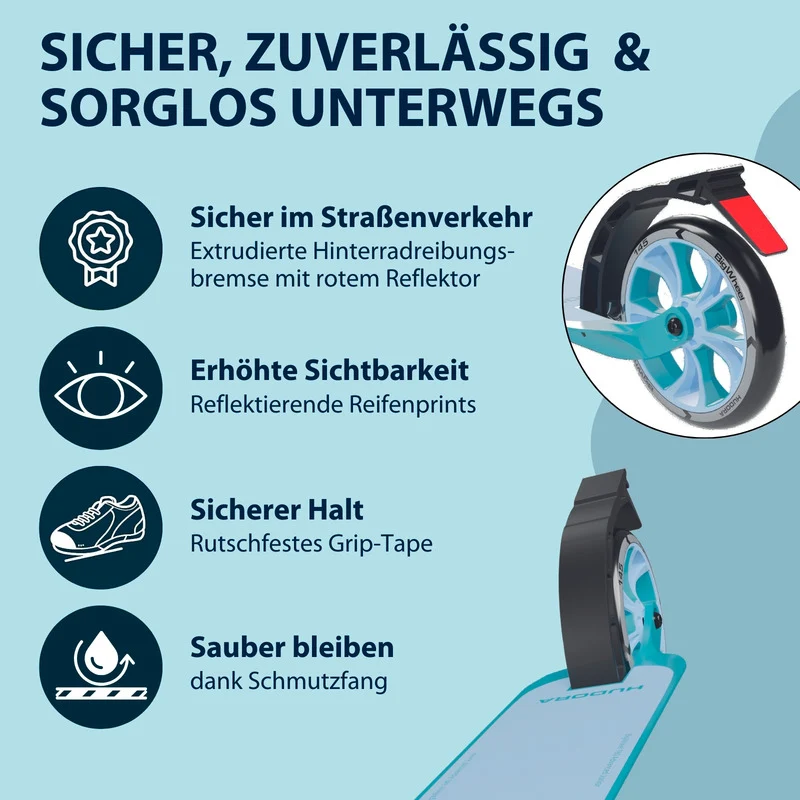B-Ware HUDORA BigWheel 180 Advanced Junior Scooter für Kinder ab 3 Jahren, hellblau