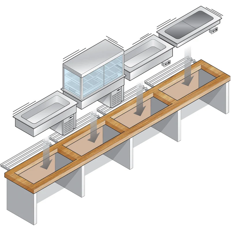 Kombinierte Kühlvitrine mit Kühlwanne , 3 Ebenen , 3x GN 1/1, DPA/RVF312-S