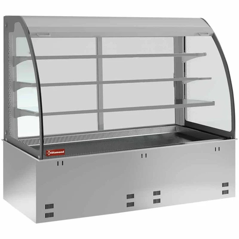 Offene Kühlvitrine mit Kühlwanne & Rollo, 3 Etagen, für 2x GN 1/1, DPA/RVA308-S