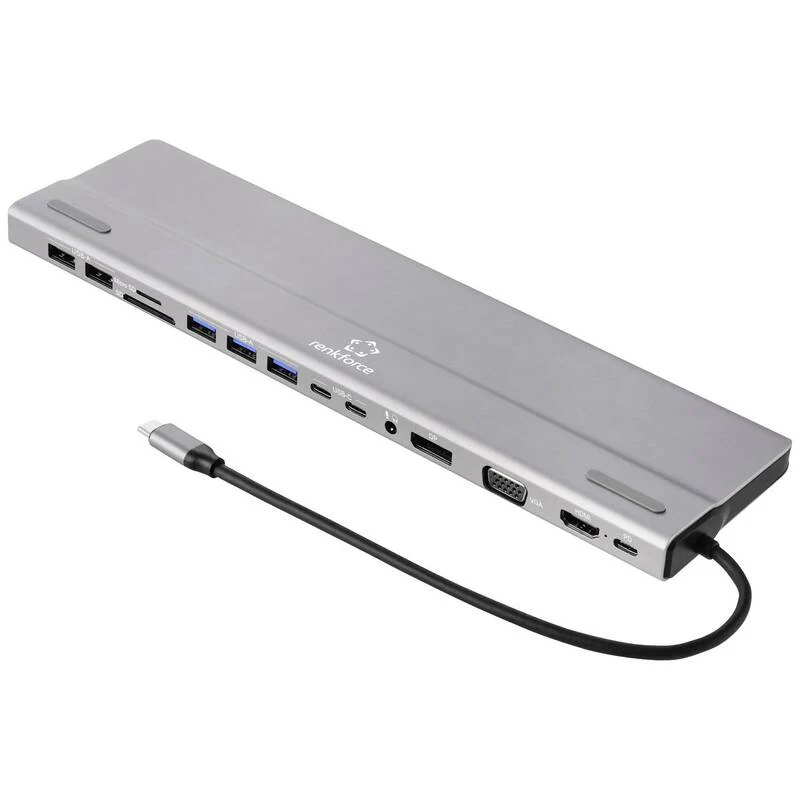 B-Ware Renkforce USB-C Dockingstation RF-DKS-902 mit Kartenleser 4K HDMI grau