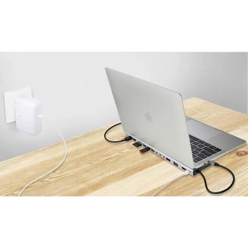 B-Ware Renkforce USB-C Dockingstation RF-DKS-902 mit Kartenleser 4K HDMI grau