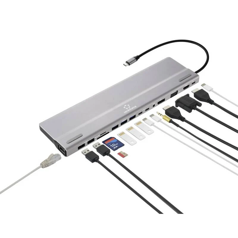 B-Ware Renkforce USB-C Dockingstation RF-DKS-902 mit Kartenleser 4K HDMI grau
