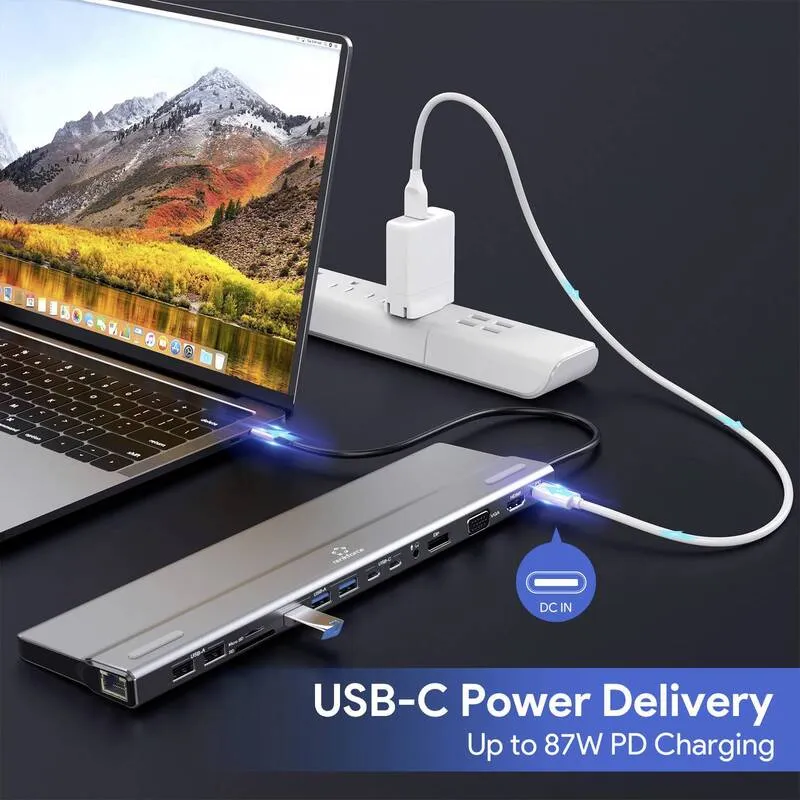 B-Ware Renkforce USB-C Dockingstation RF-DKS-902 mit Kartenleser 4K HDMI grau