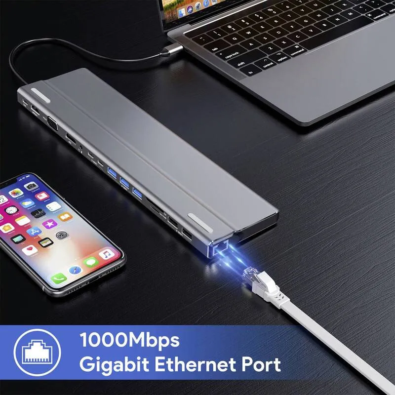 B-Ware Renkforce USB-C Dockingstation RF-DKS-902 mit Kartenleser 4K HDMI grau