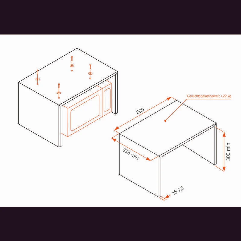 B-Ware Silva Mikrowelle Unterbau MW-U 25.4 Einbaugerät Garraum 6Stufen Glasdrehteller