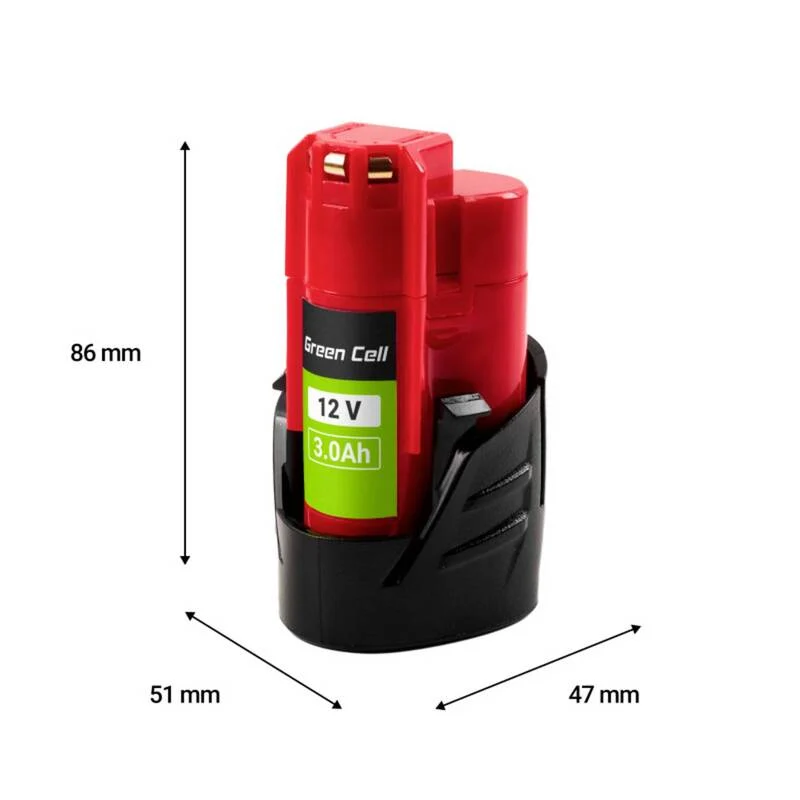 B-Ware Green Cell Werkzeug-Akku B3 4932451388 12V 3Ah Li-Ion für Milwaukee Geräte 180g