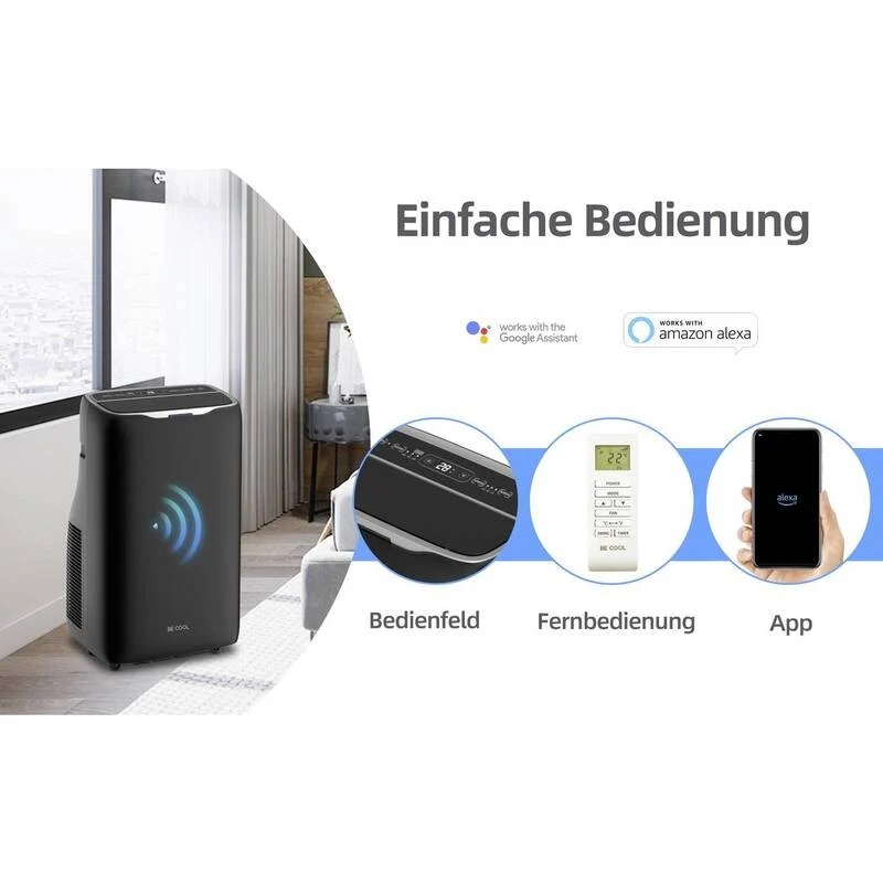 D-Ware Be Cool Monoblock-Klimagerät 14000 BTU Heizgerät Kühlen Heizen schwarz 120m³