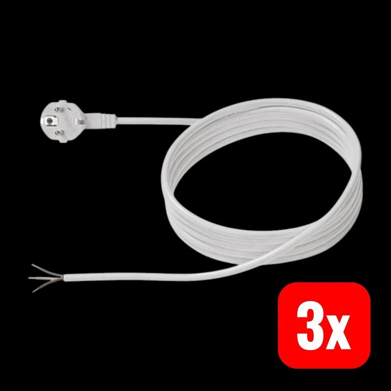 B-Ware BACHMANN Strom Anschlusskabel H05VV-F 3G 1mm² 250V 16A 3m Kabel Weiß flexibel