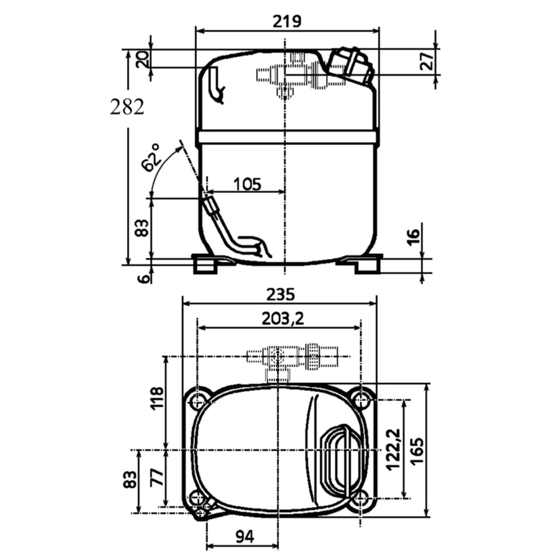 Kompressor AJ2464P-FZ Löt Tecumseh