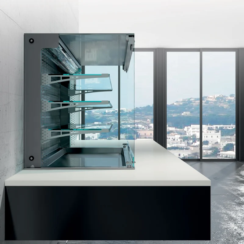 Kühlvitrine zur Wandaufstellung mit gekühltem Becken , 3 Ebenen , 5x GN 1/1, DPA/CCVA318-R2