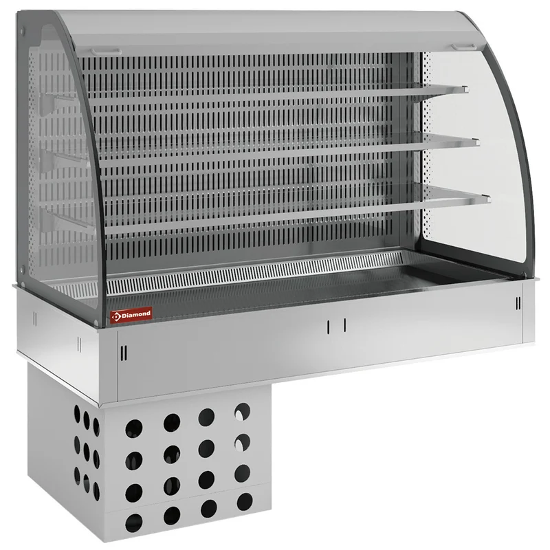 Umluft-Kühlvitrine mit 3 Ebenen & gekühltem Unterbau für 5x GN 1/1, DPA/BCVA318-R2