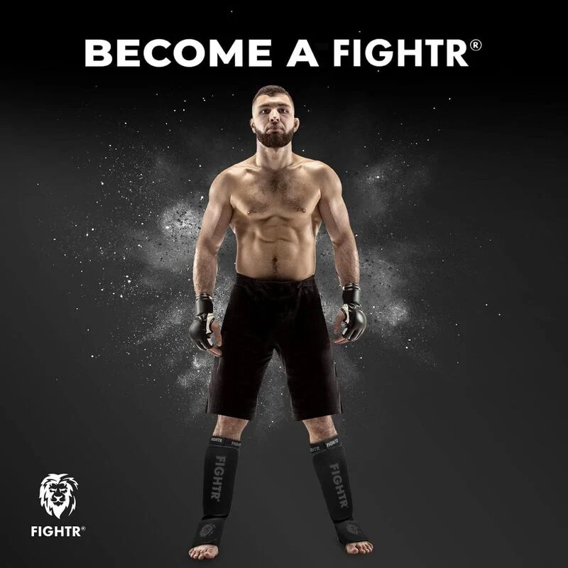 B-Ware FIGHTR Kopfschutz Kunstleder schwarz L/XL verstellbarer Verschluss Kampfsport