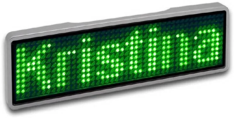 12x B-Ware Sertronics LED-Namensschild Namensanzeige grün 44x11 Pixel Magnet Pin 125907