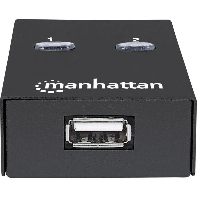 B-Ware Manhattan USB 2.0-Umschalter 2-PORT für 2 PCs schwarz kompakt 19" Rack