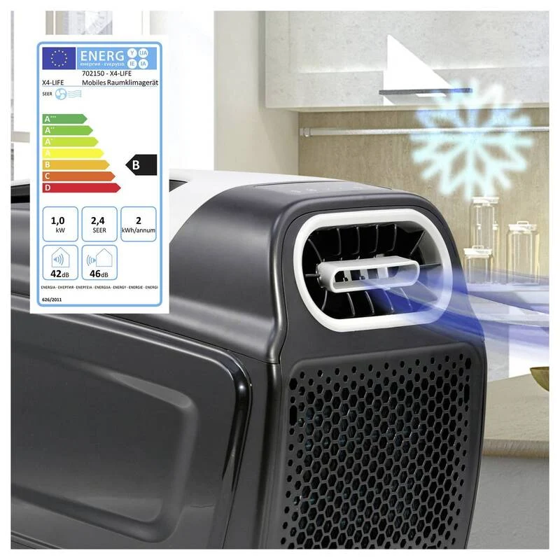 B-Ware X4-Life mobiles Klimagerät Klimaanlage 1000W Handtuchheizkörper schwarz grau 6m²