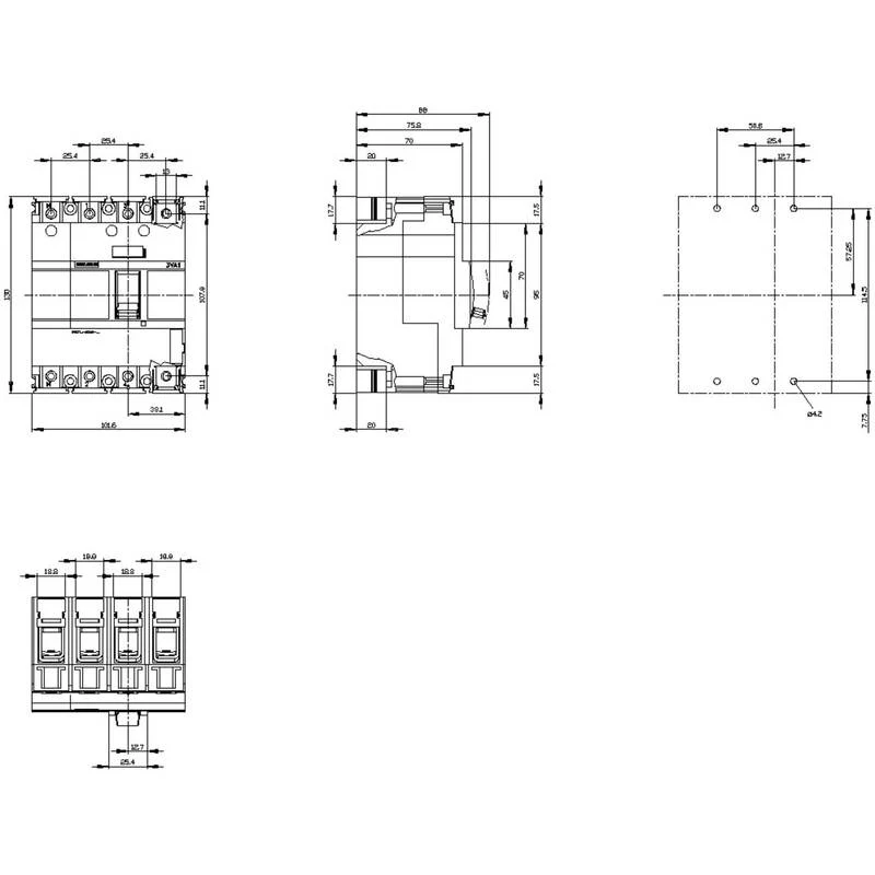 B-Ware Siemens Leistungsschalter 3VA1116-3ED46-0AA0 4polig 160A 690V IP40 Festeinbau