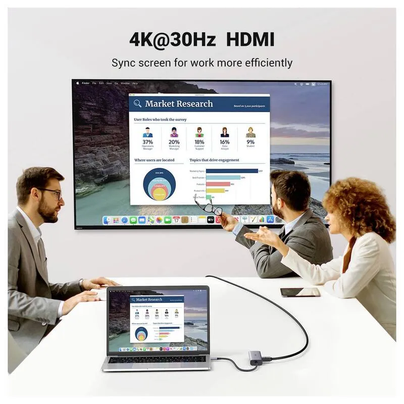B-Ware UGREEN USB-C Dockingstation 7-in-1 Hub HDMI 4K Ladefunktion grau Universal
