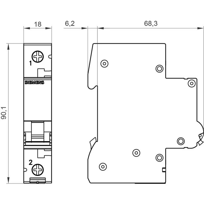 B-Ware Siemens Leitungsschutzschalter 1polig 10A 230/400V C Sicherungsautomat 6kA