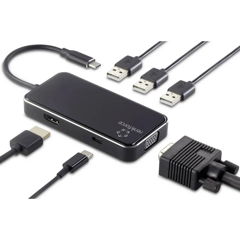 B-Ware Renkforce USB-C Dockingstation RF-HUB-230 6 Port HDMI Power Delivery schwarz