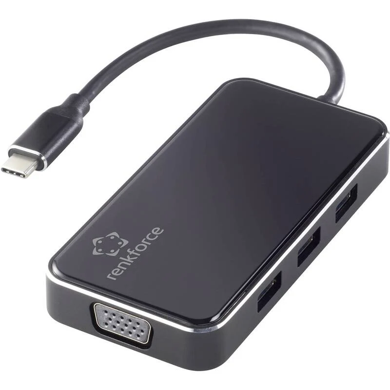 B-Ware Renkforce USB-C Dockingstation RF-HUB-230 6 Port HDMI Power Delivery schwarz