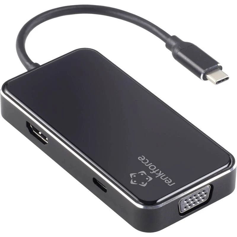 B-Ware Renkforce USB-C Dockingstation RF-HUB-230 6 Port HDMI Power Delivery schwarz