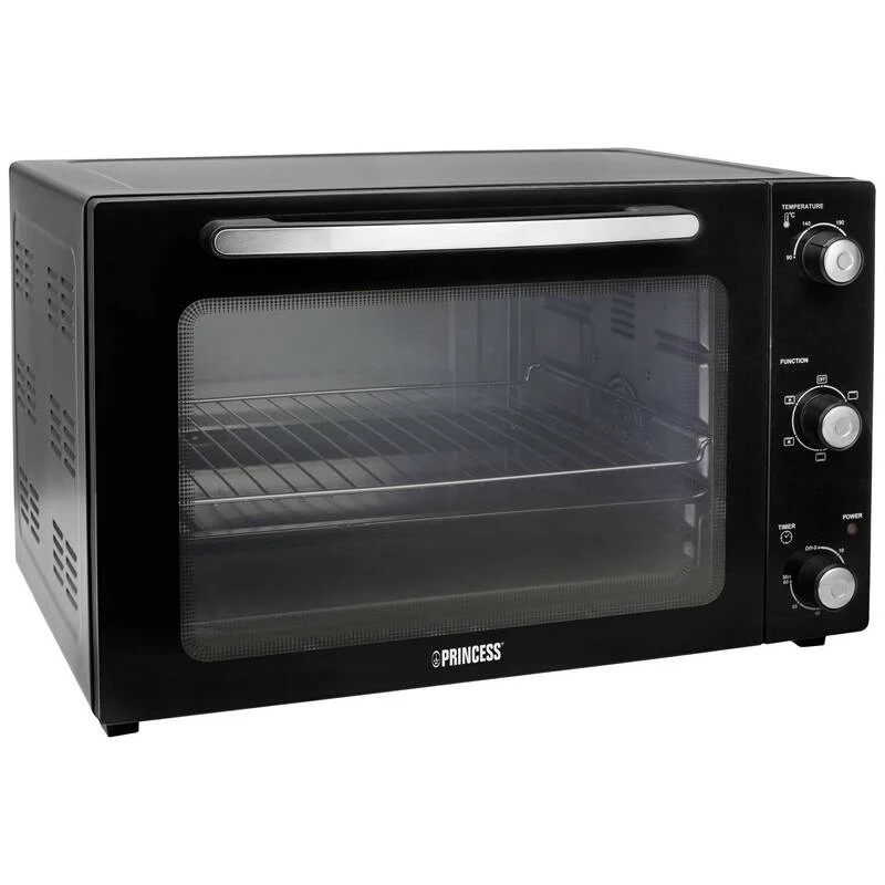 B-Ware Princess Minibackofen 55l Umluft-Funktion 2000W Schwarz Elektro Backofen 230°C