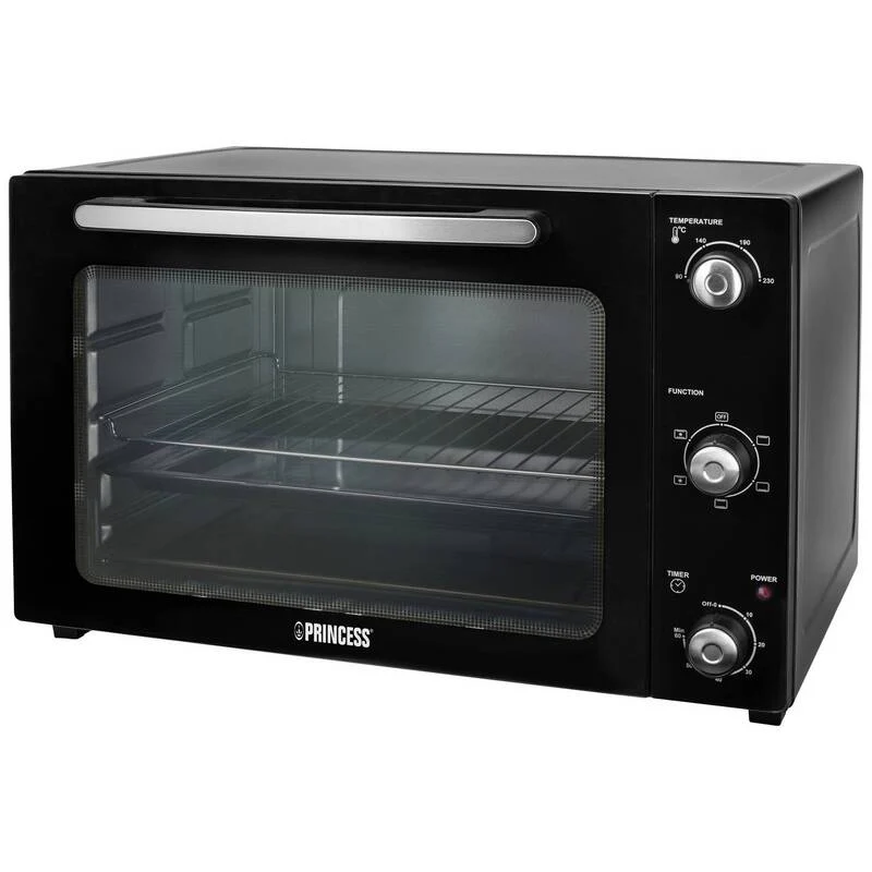 B-Ware Princess Minibackofen 55l Umluft-Funktion 2000W Schwarz Elektro Backofen 230°C