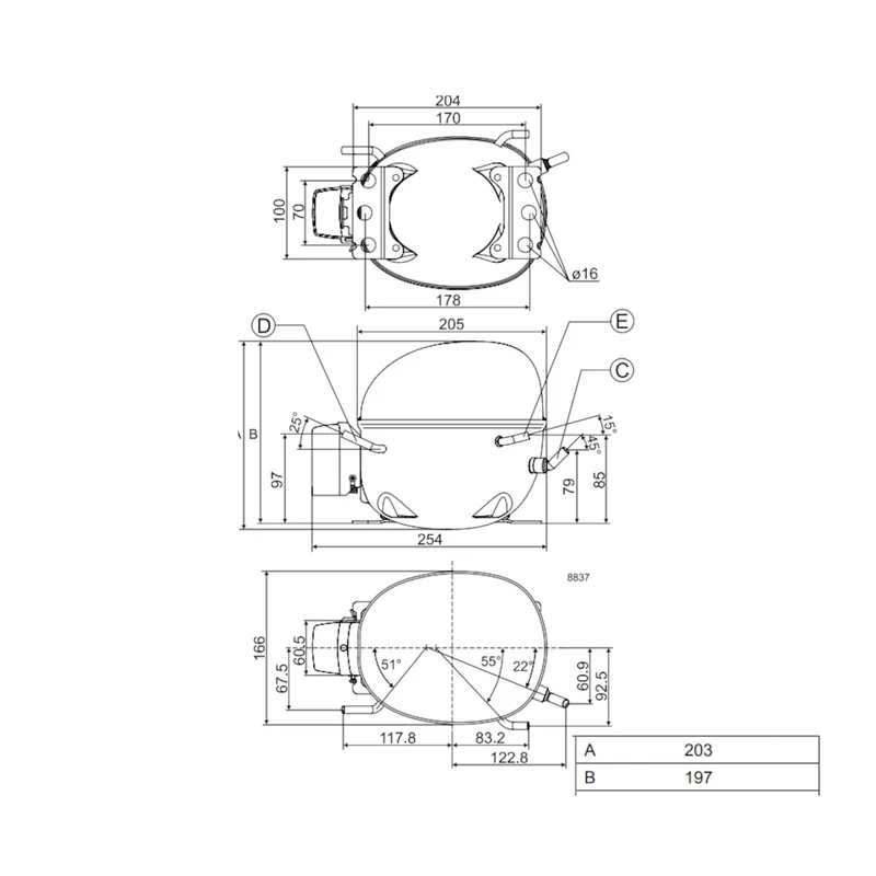 Kompressor NLE10CN Danfoss Secop