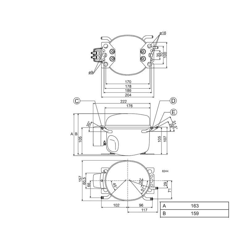 Kompressor TLES5.7KK.3 Danfoss Secop