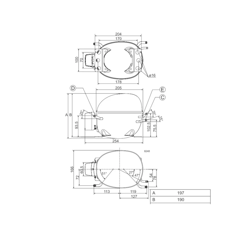 Kompressor NLE13KK.4 Danfoss Secop