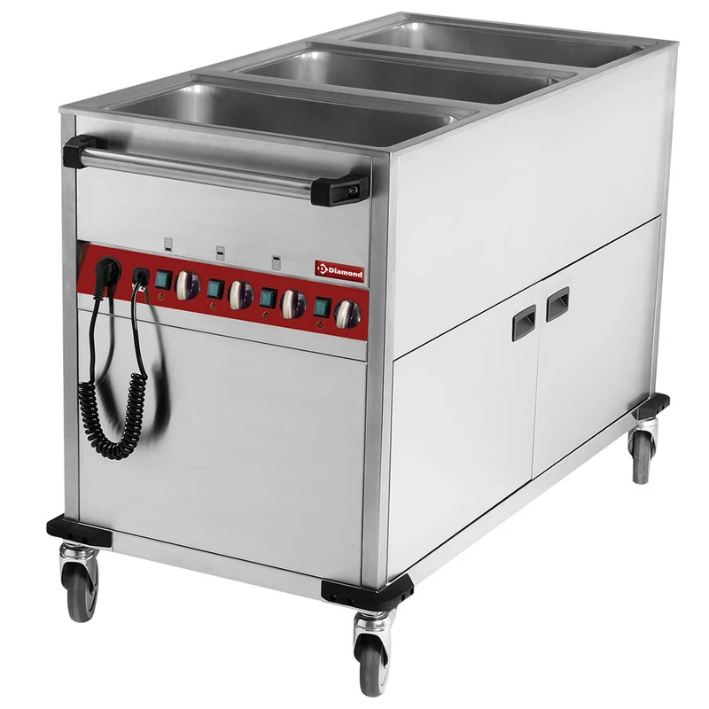 Beheizter Speisenausgabewagen 3x GN 1/1 , Bain-Marie mit 3 Heizzonen, CT331/C