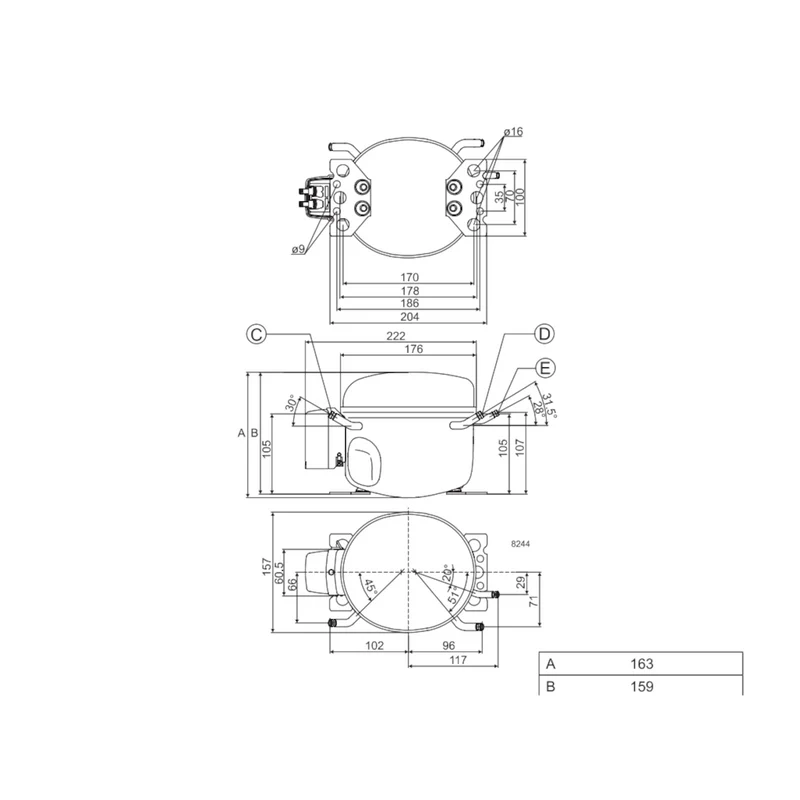 Kompressor TLES7.5KK.3 Danfoss Secop