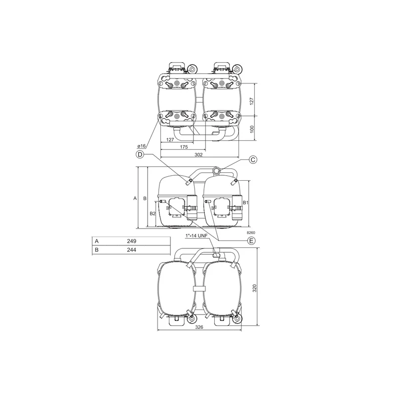 Kompressor SC15/15G Twin Danfoss Secop