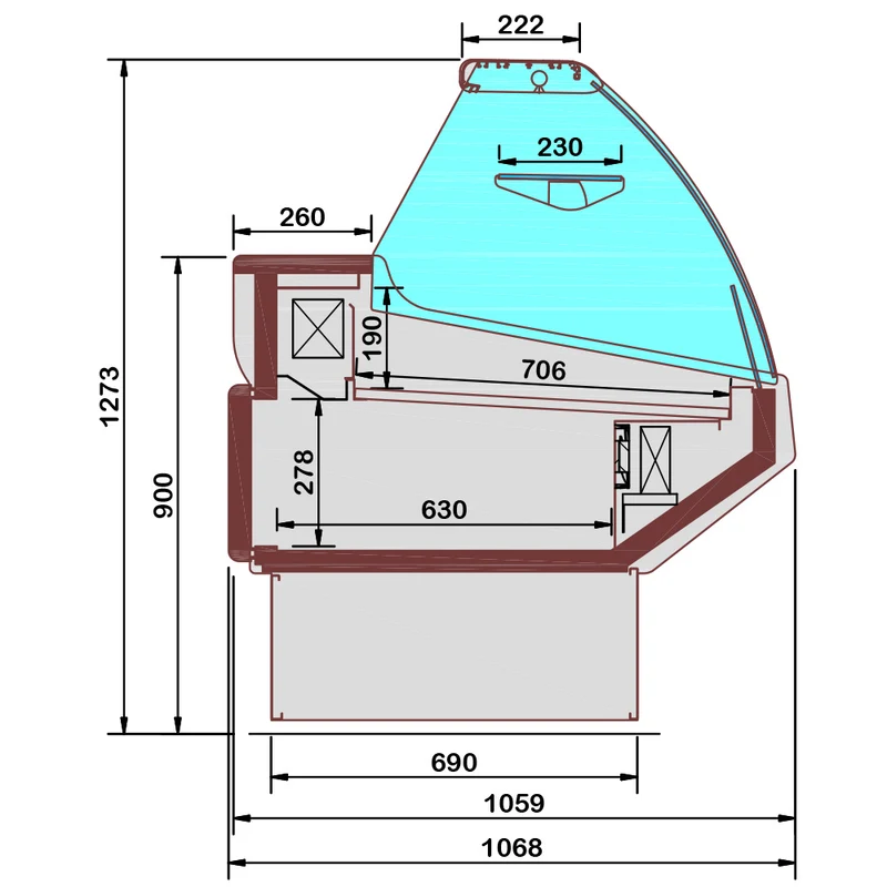 Umluft-Kühltheke mit gekühltem Unterbau , 105 cm , Weiß, CMN11-V3