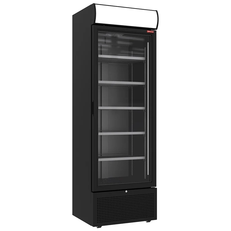 Profi Glastürkühlschrank 494 L , Schwarz , mit beleuchtetem Werbedisplay, CLP52-SB