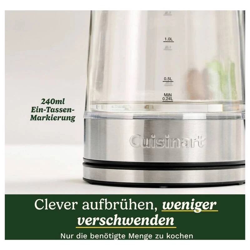 B-Ware Cuisinart Wasserkocher Teekocher Glasklar 1,5l Kocher für heiße Getränke Küche
