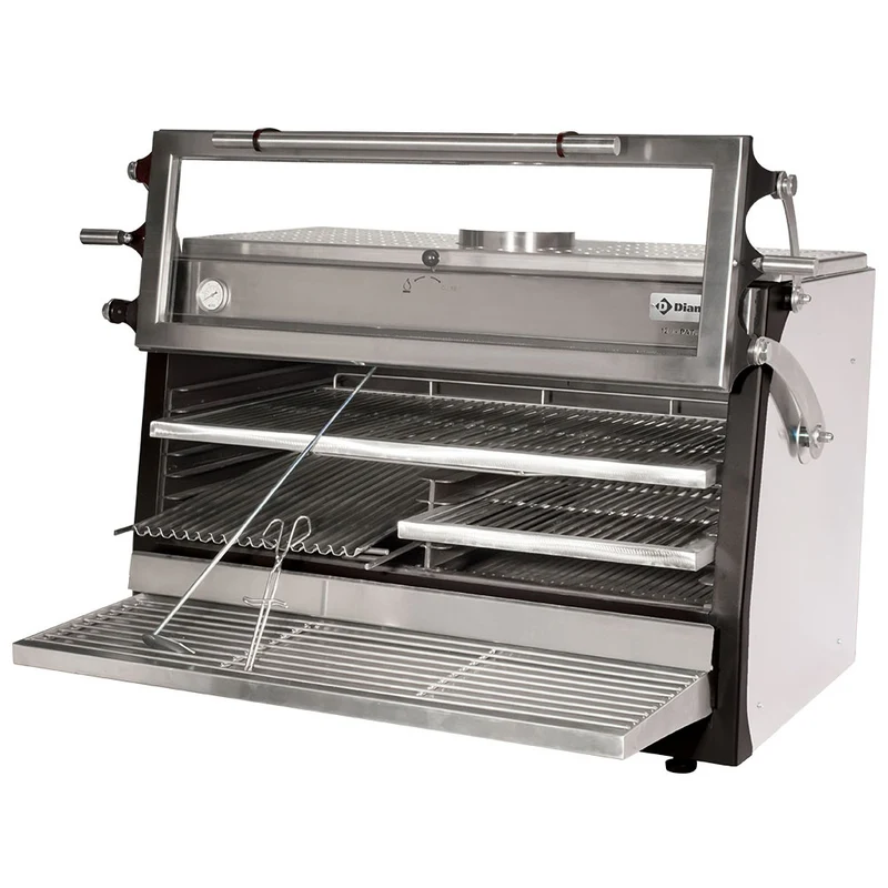 Profi Holzkohlegrillofen , 120 kg/h , Edelstahl , für GN 2/1 & GN 1/1, CBQ-120/RX